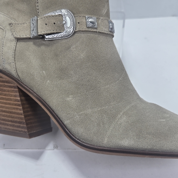 Lucky Brand SOGN buckled Block Heeled Suede Leather Western Boots Size 9 1/2 9.5 - Picture 15 of 16